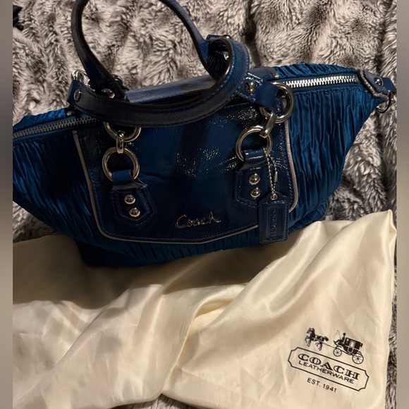 COACH Blue Ashley Sateen 2000s Rare 🔥Satchel - Picture 2 of 13